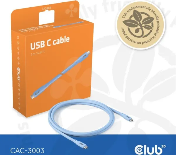 Club 3D Club3D Kabel USB-C 4.0, 20Gbps, 4K60Hz, PD 240W, 2m, modrá