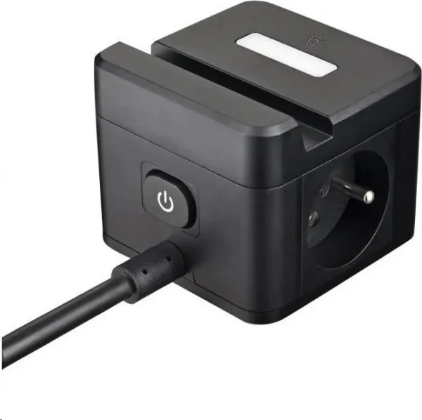 Viking síťový adaptér YC23H, 2x 230 V, 1x USB-A, 2x USB-C, dotykové světlo, funkce stojánku, černá