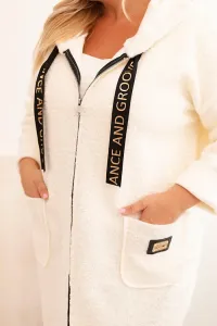 Legínovo Dámsky kabát Plus Size z umelého barana s kapucňou a vreckami v ťavej farbe Farba: Modrá, Veľkosť: UNI