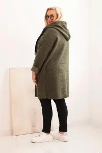 Legínovo Dámsky kabát Plus Size z umelého barana s kapucňou a vreckami v ťavej farbe Farba: Modrá, Veľkosť: UNI