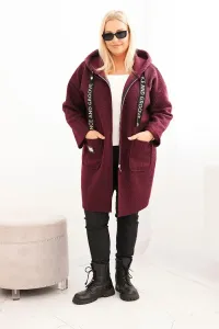 Legínovo Dámsky kabát Plus Size z umelého barana s kapucňou a vreckami v ťavej farbe Farba: Modrá, Veľkosť: UNI