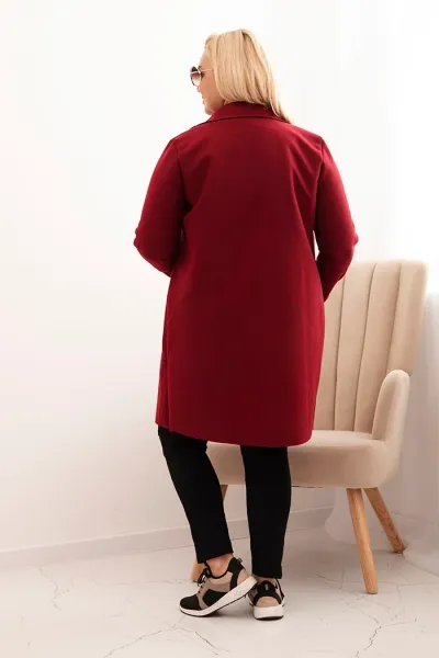 Legínovo Elegantný dámsky kabát Plus Size s golierom a veľkými vreckami béžový Farba: Čokoláda, Veľkosť: UNI