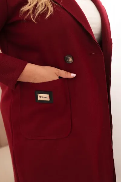Legínovo Elegantný dámsky kabát Plus Size s golierom a veľkými vreckami béžový Farba: Čokoláda, Veľkosť: UNI