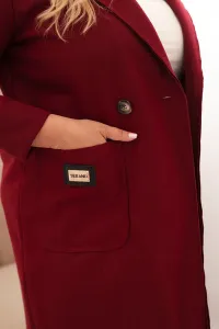 Legínovo Elegantný dámsky kabát Plus Size s golierom a veľkými vreckami béžový Farba: Čokoláda, Veľkosť: UNI