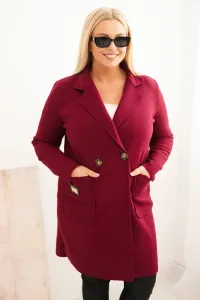 Legínovo Elegantný dámsky kabát Plus Size s golierom a veľkými vreckami béžový Farba: Čokoláda, Veľkosť: UNI