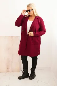 Legínovo Elegantný dámsky kabát Plus Size s golierom a veľkými vreckami béžový Farba: Čokoláda, Veľkosť: UNI