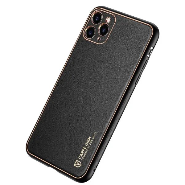DUX DUCIS Yolo kožený kryt na iPhone 12 Pro Max, čierny