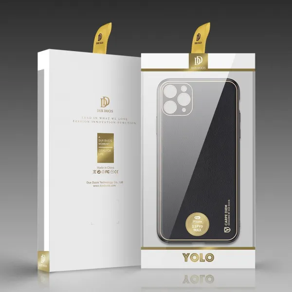 DUX DUCIS Yolo kožený kryt na iPhone 12 Pro Max, čierny