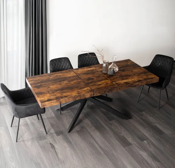 JAKS Rozkladací stôl Hampton čierny 160 - 240 cm rustikálny dub