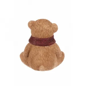 Dekorácia Medveď s červeným šálom, polyresin, 10 cm