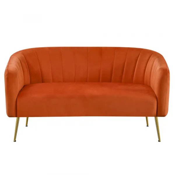 Dizajnový 2-sed, terakota Velvet látka/gold chróm-zlatý, BAGY