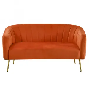 Dizajnový 2-sed, terakota Velvet látka/gold chróm-zlatý, BAGY