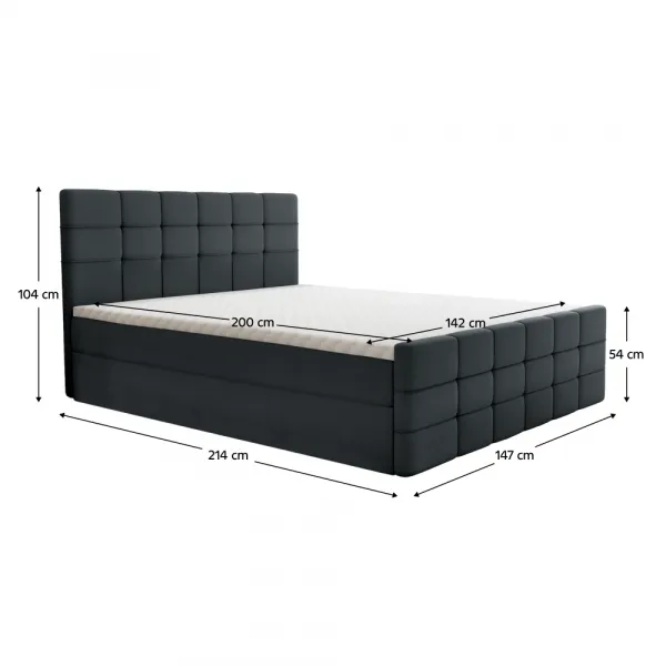 Boxspringová posteľ, 140x200, sivá, BEST