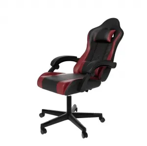 Ergonomická herná stolička, čierna/červená, vankúšiky,