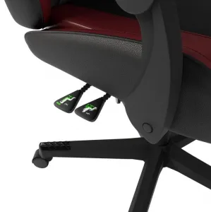 Ergonomická herná stolička, čierna/červená, vankúšiky,