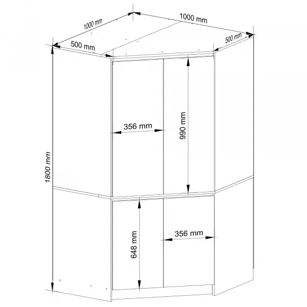 Ak furniture Rohová šatníková skriňa CLP 100 cm 4D dub sonoma