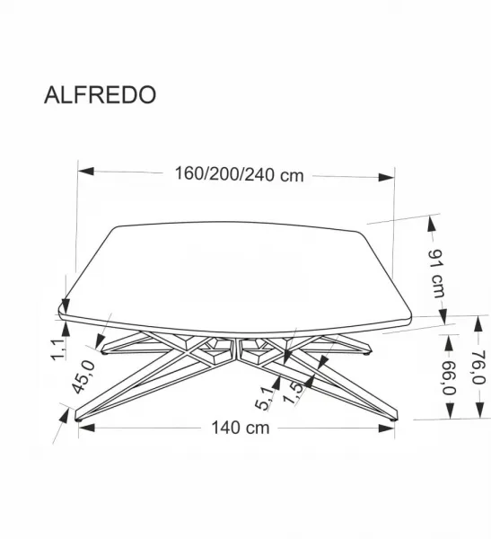 Rozkladací jedálenský stôl ALFREDO Halmar