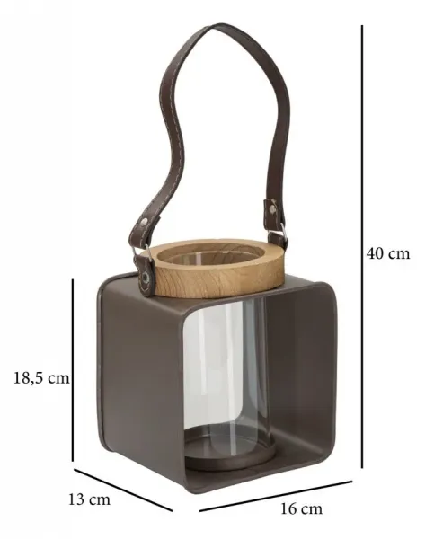 Mauro Ferretti Lucerna Sklo 18 cm hnedá/číra
