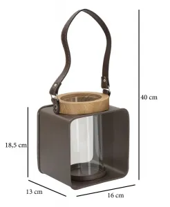 Mauro Ferretti Lucerna Sklo 18 cm hnedá/číra