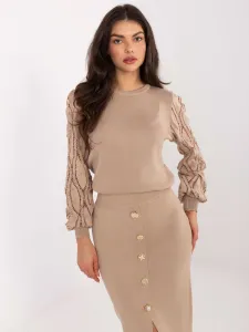 Midi sukňa v tmavobéžovej farbe