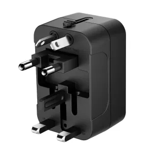 MG Travel Adapter cestovná nabíjačka EU / US / AUS / UK 2x USB 24W, čierna