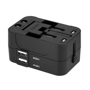 MG Travel Adapter cestovná nabíjačka EU / US / AUS / UK 2x USB 24W, čierna