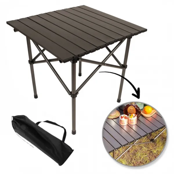 Livefy skladací piknikový stôl Camp 53x51 cm, hnedý