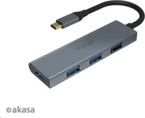 AKASA Hub USB-C 4x USB 3.0 port, hliník