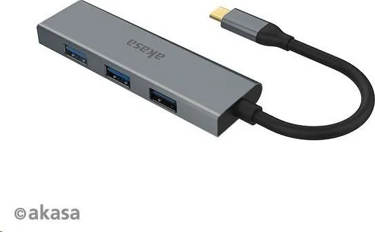 AKASA Hub USB-C 4x USB 3.0 port, hliník