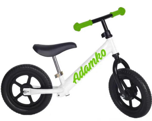 myRunbike Moje odrážadlo s menom - bielo jablkovozelené