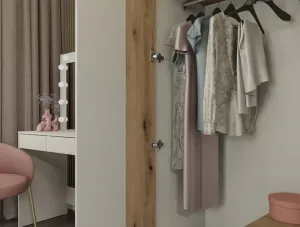 TP Living Šatníková skriňa so zrkadlom AVA 150 cm dub evoke/kašmírová