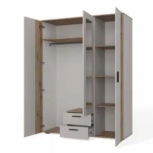 TP Living Šatníková skriňa so zrkadlom AVA 150 cm dub evoke/kašmírová