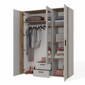 TP Living Šatníková skriňa so zrkadlom AVA 150 cm dub evoke/kašmírová