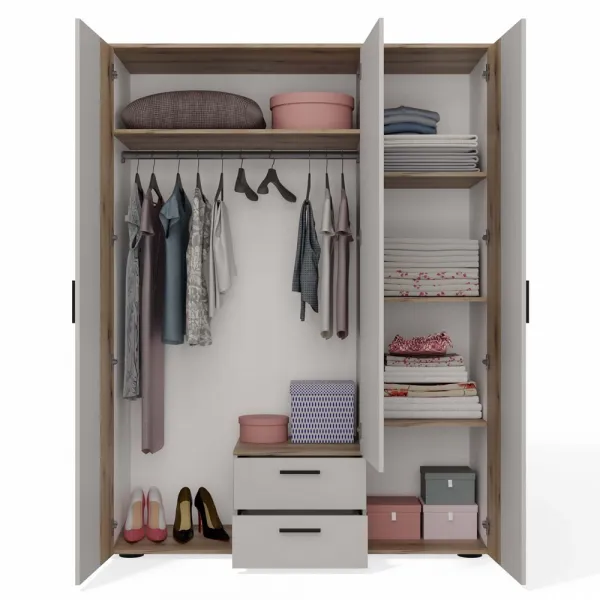 TP Living Šatníková skriňa so zrkadlom AVA 150 cm dub evoke/kašmírová
