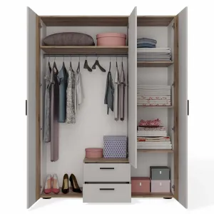 TP Living Šatníková skriňa so zrkadlom AVA 150 cm dub evoke/kašmírová