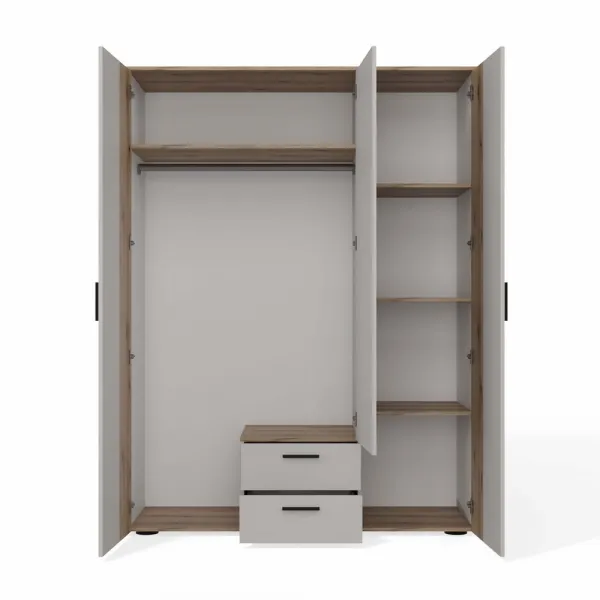 TP Living Šatníková skriňa so zrkadlom AVA 150 cm dub evoke/kašmírová