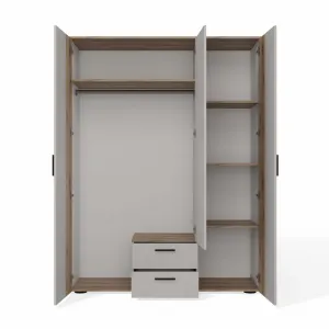 TP Living Šatníková skriňa so zrkadlom AVA 150 cm dub evoke/kašmírová
