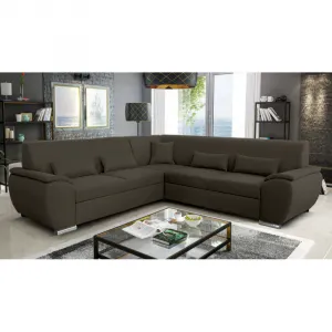 Sedacia súprava, tmavohnedá látka, pravá, AMILA ROH