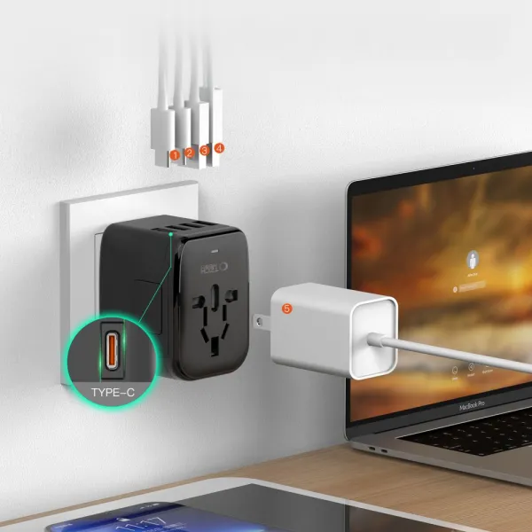 TECH-PROTECT TA200 Univerzálny cestovný adaptér EU / UK / USA / AU čierny
