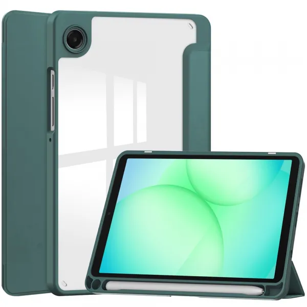 CRYSTAL Zaklápací obal pre Samsung Galaxy Tab A11 zelený