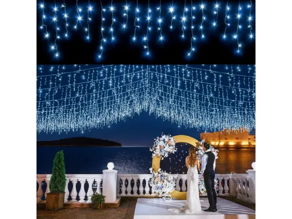 Vianočné vonkajšie svietielka, 1000LED, 54m, cencúle, FLASH, MODRÉ