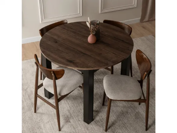 JAKS Okrúhly rozkladací stôl Harry čierny 102 - 142 cm orech