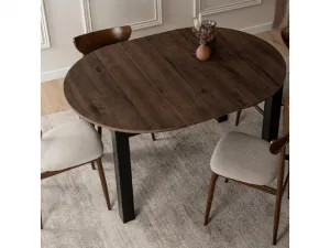 JAKS Okrúhly rozkladací stôl Harry čierny 102 - 142 cm orech