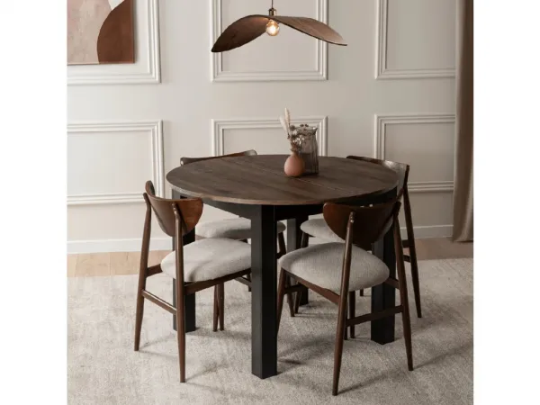 JAKS Okrúhly rozkladací stôl Harry čierny 102 - 142 cm orech