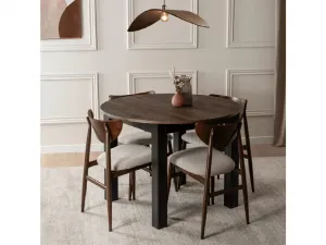 JAKS Okrúhly rozkladací stôl Harry čierny 102 - 142 cm orech