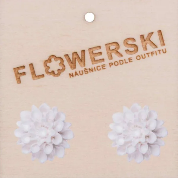 FLOWERSKI Flowerski náušnice - snow white WHITE