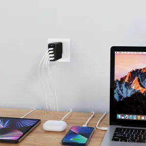 Choetech GaN sieťová nabíjačka 2x USB-C / 2x USB 140W, čierna (PD6005)