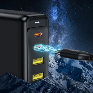Choetech GaN sieťová nabíjačka 2x USB-C / 2x USB 140W, čierna (PD6005)