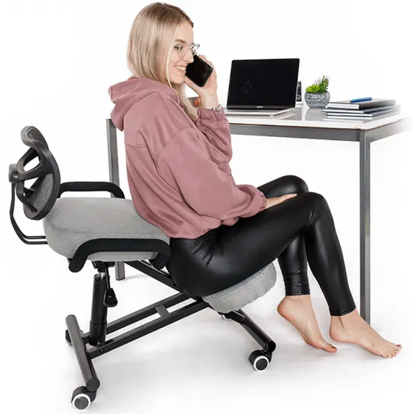 TEMPO KONDELA Ergonomická kľakačka RUFUS sivohneda Taupe/čierna