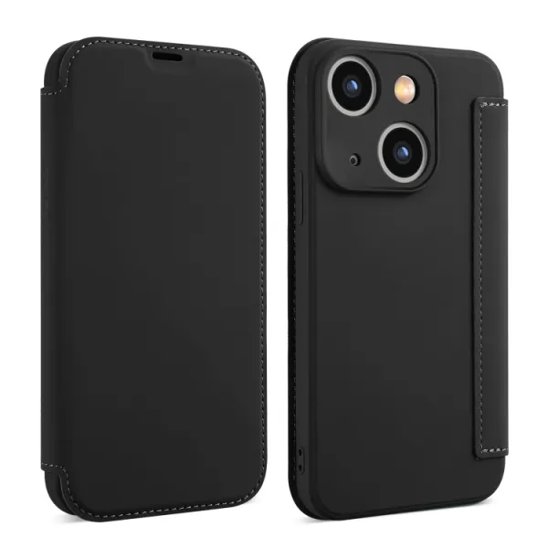 SOFTY Zaklápací obal pre Apple iPhone 15 Plus čierny